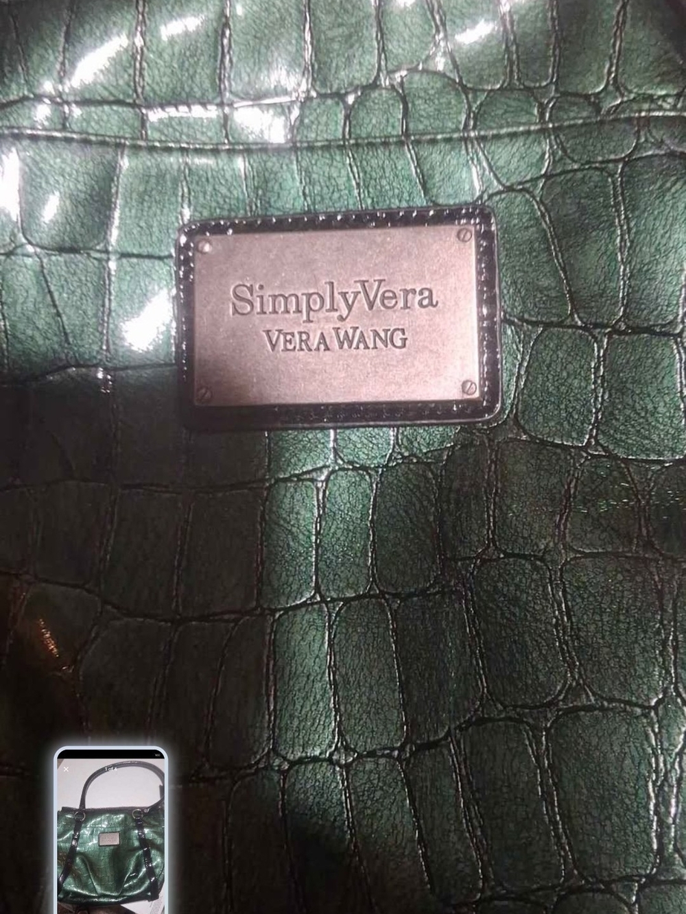 Simply Vera Vera Wang Emerald Green Croc-Embossed Shoulder Bag